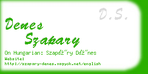 denes szapary business card